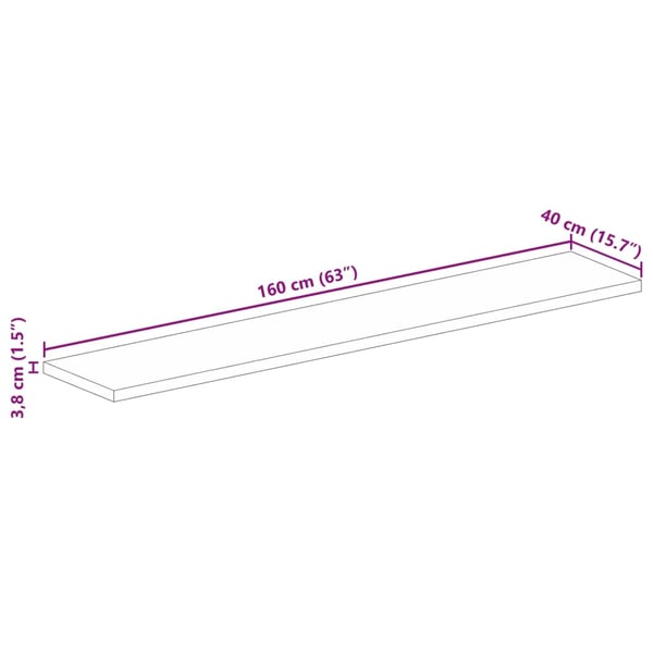 vidaXL Bordsskiva 160x40x3,8 cm rektangulär massivt mango-trä