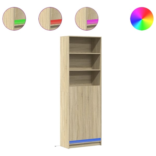 vidaXL Garderobe med LED sonoma eik 69x32,5x200 cm konstruert tre