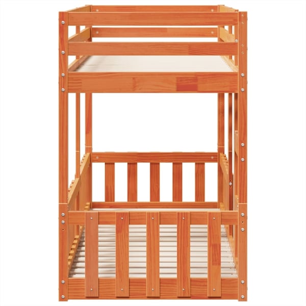 vidaXL Køyeseng voksbrun 75x190 cm heltre furu