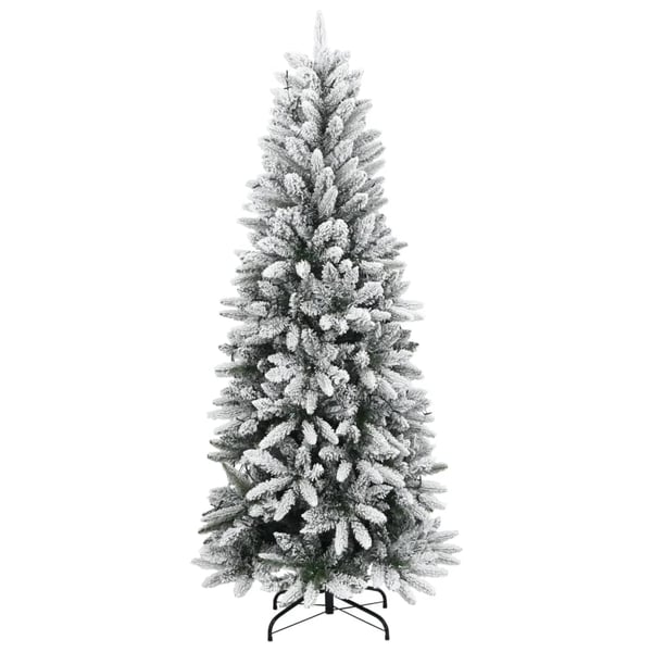 vidaXL Kunstig juletre med 300 LED flokket snø slankt 210 cm