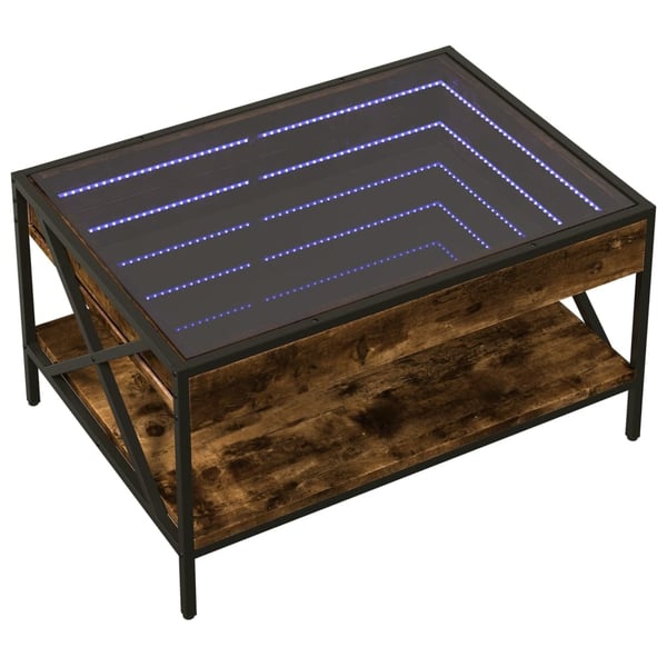 vidaXL sofabord med Infinity LED-lys 70x50x38 cm røget egetræsfarve