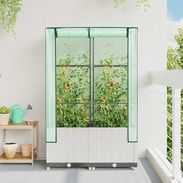 vidaXL Høyseng med drivhustrekk rottingutseende 80x40x138 cm
