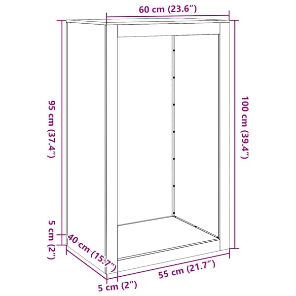 vidaXL Vedstativ 60x40x100 cm galvanisert stål