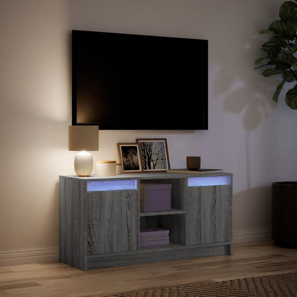 vidaXL TV-benk med LED grå sonoma 100x34x50 cm konstruert tre