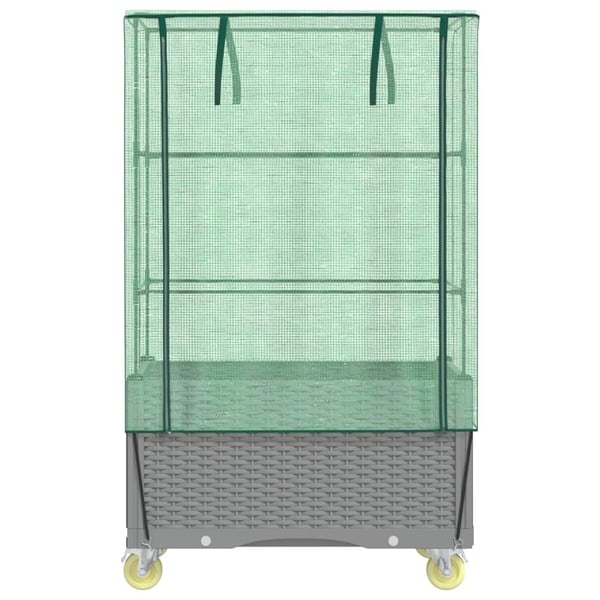 vidaXL Høybed med trekk og hjul rottingutseende 80x50x182 cm