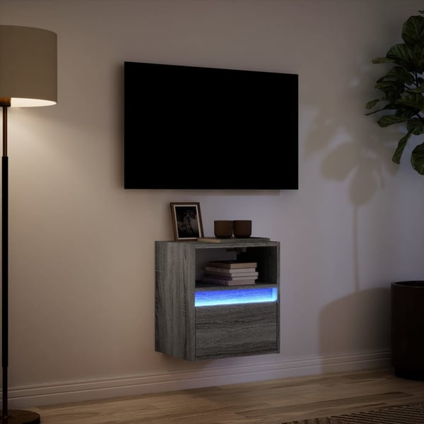 vidaXL TV-seinäkaappi LED-valoilla harmaa Sonoma 41x31x45 cm