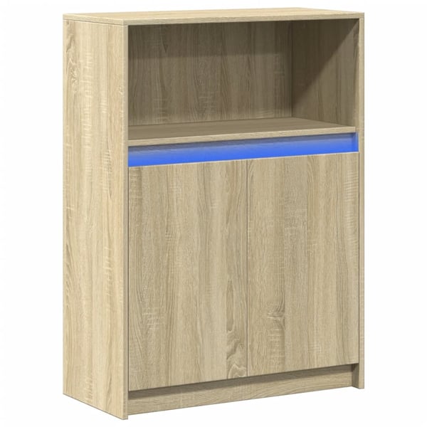 vidaXL Skjenk med LED sonoma eik 72x34x100 cm konstruert tre
