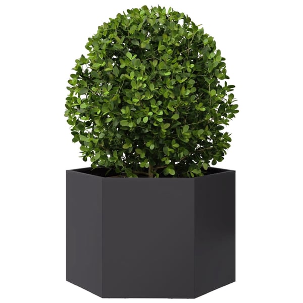 vidaXL Plantekasse svart sekskantet 69x60x45 cm stål