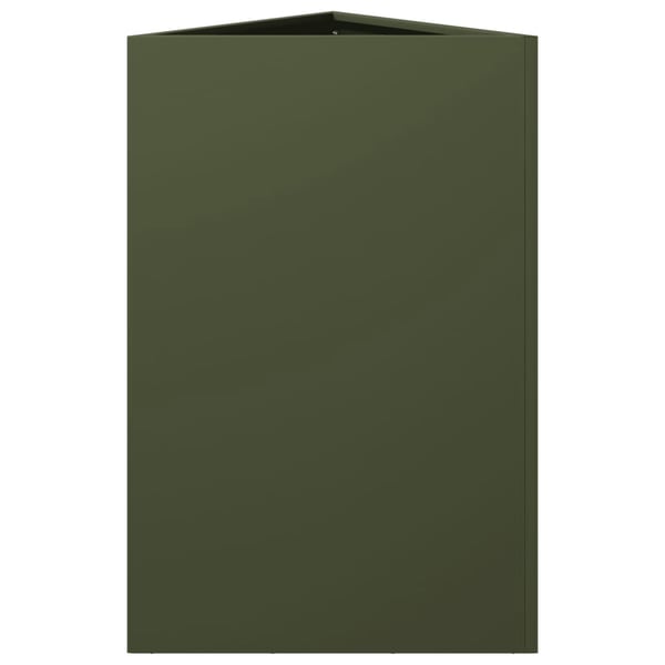 vidaXL Plantekasse olivengrønn trekantet 50x43x75 cm stål