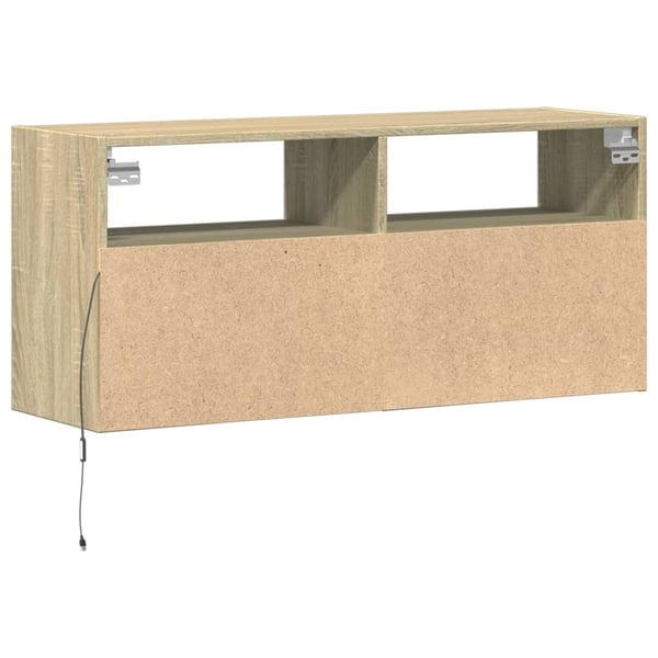 vidaXL væghængt tv-bord med LED-lys 100x31x45 cm sonoma-eg
