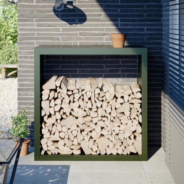 vidaXL Vedstativ grønn 100x40x100 cm stål