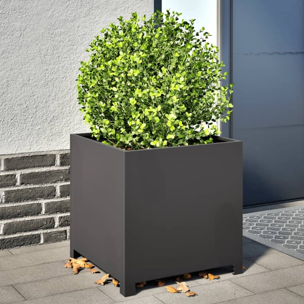 vidaXL Puutarhan kukkalaatikko musta 50x50x50 cm teräs