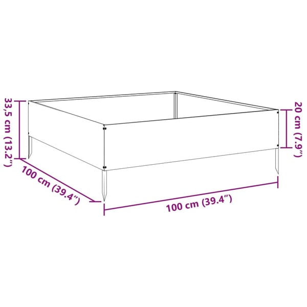 vidaXL Høybed 100x100x33,5 cm stål