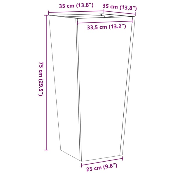 vidaXL Plantekasse hvit 35x35x75 cm stål