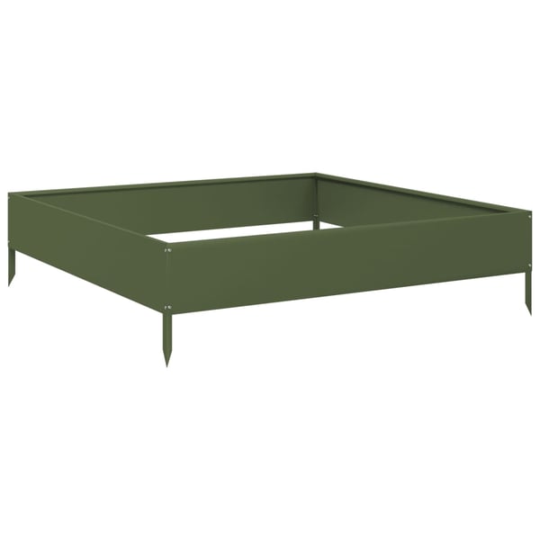 vidaXL Høybed olivengrønn 100x100x26 cm stål