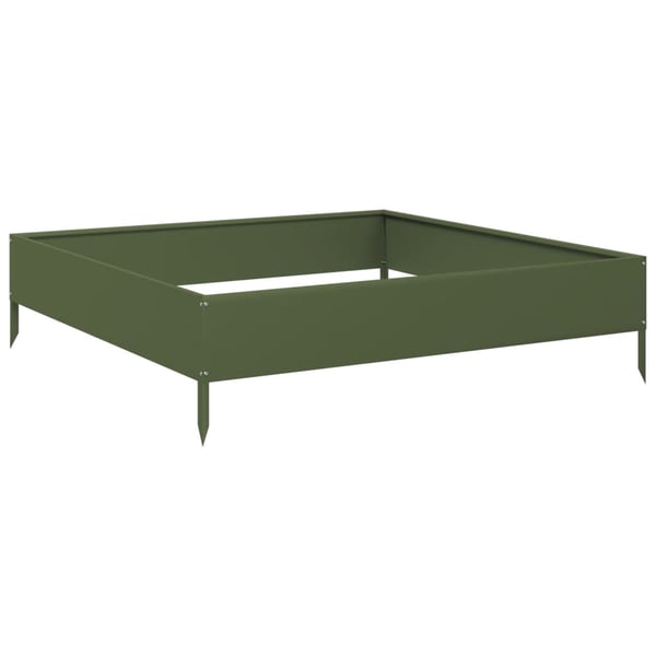 vidaXL Høybed olivengrønn 100x100x26 cm stål