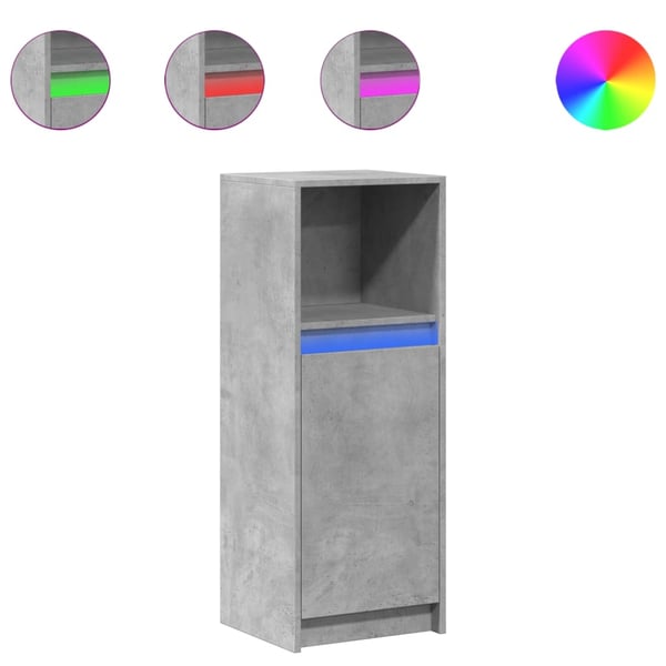 vidaXL Skjenk med LED betonggrå 38x34x100 cm konstruert tre