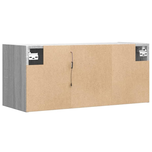 vidaXL TV-seinäkaappi LED-valoilla harmaa Sonoma 80x31x35 cm