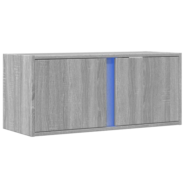 vidaXL TV-seinäkaappi LED-valoilla harmaa Sonoma 80x31x35 cm