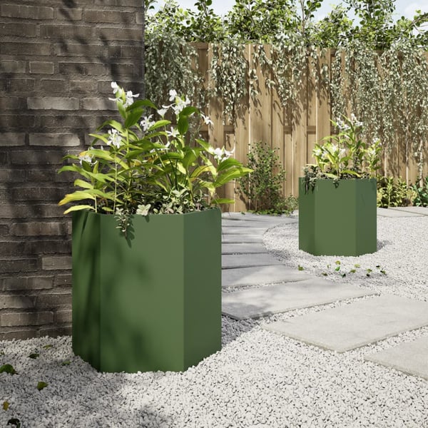 vidaXL Plantekasser 2 stk svart sekskantet 46x40x45 cm stål