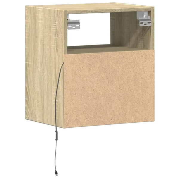 vidaXL væghængt tv-bord med LED-lys 41x31x45 cm sonoma-eg