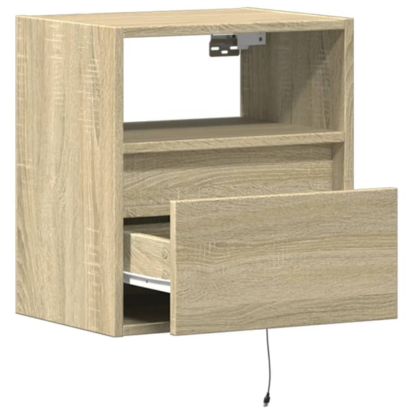 vidaXL væghængt tv-bord med LED-lys 41x31x45 cm sonoma-eg