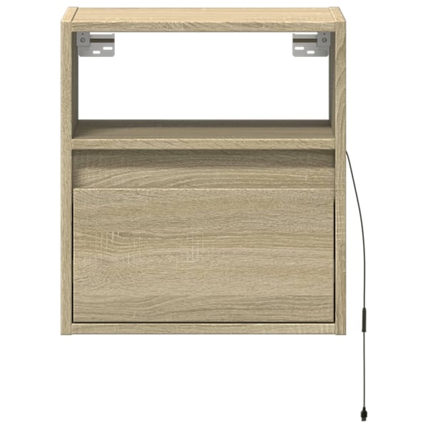 vidaXL væghængt tv-bord med LED-lys 41x31x45 cm sonoma-eg