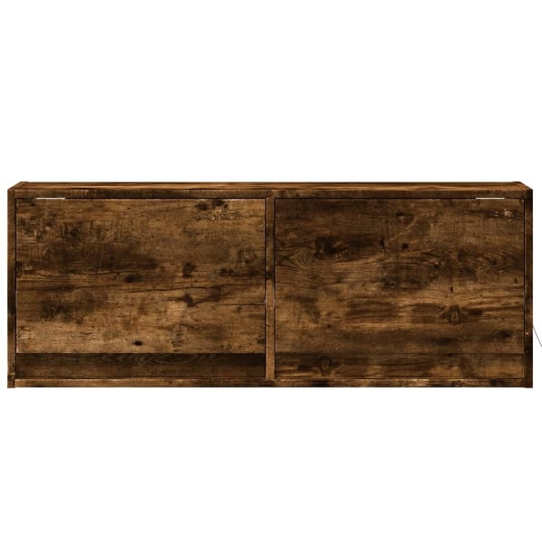 vidaXL Vegghengt TV-benk med LED røkt eik 100x31x35 cm