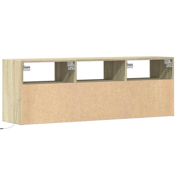 vidaXL Vegghengt TV-benk med LED sonoma eik 130x31x45 cm