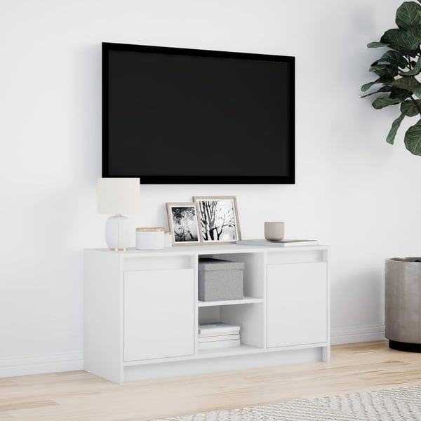 vidaXL TV-benk med LED hvit 100x34x50 cm konstruert tre