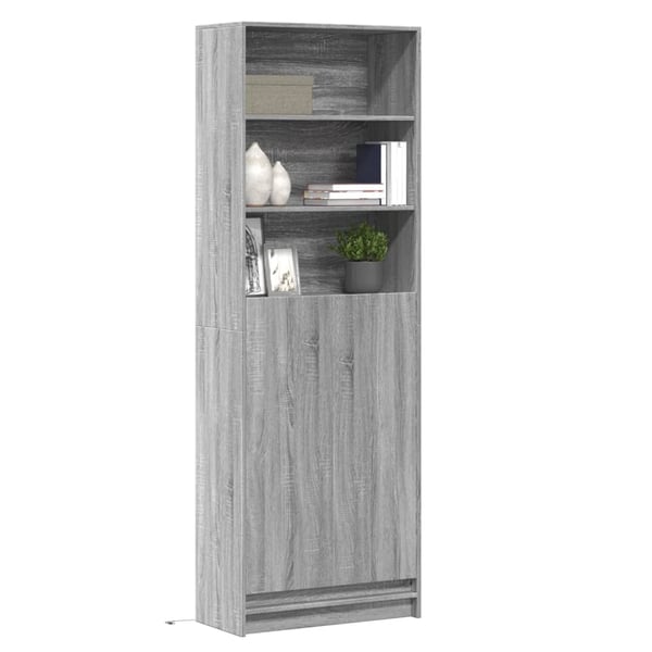 vidaXL Garderobe med LED grå sonoma 69x32,5x200 cm konstruert tre