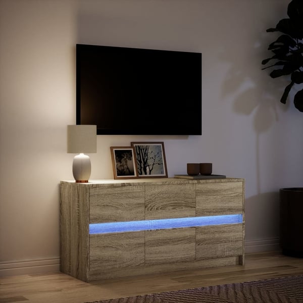 vidaXL TV-benk med LED sonoma eik 100x34x50 cm konstruert tre