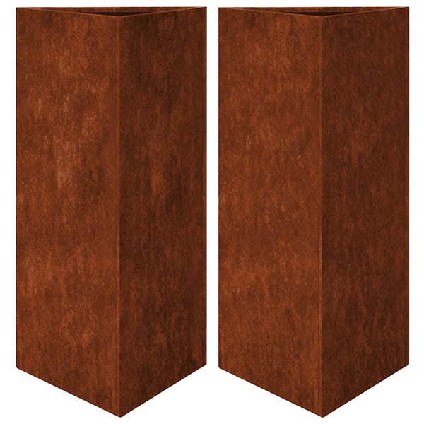 vidaXL Plantekasser 2 stk trekantet 40x40x75 cm oksidert stål