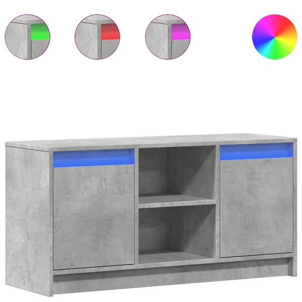 vidaXL TV-benk med LED betonggrå 100x34x50 cm konstruert tre