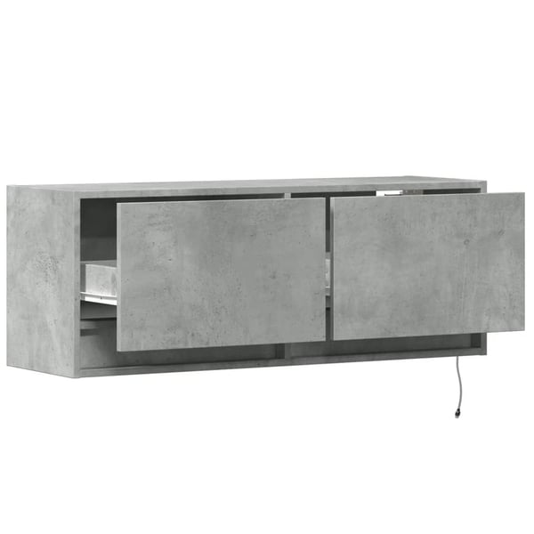 vidaXL TV-seinäkaappi LED-valoilla betoninharmaa 100x31x35 cm