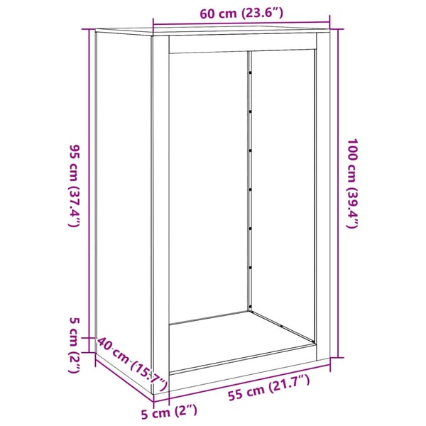 vidaXL Vedstativ antrasitt 60x40x100 cm stål