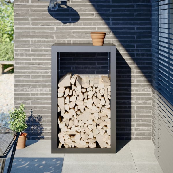 vidaXL Vedstativ antrasitt 60x40x100 cm stål