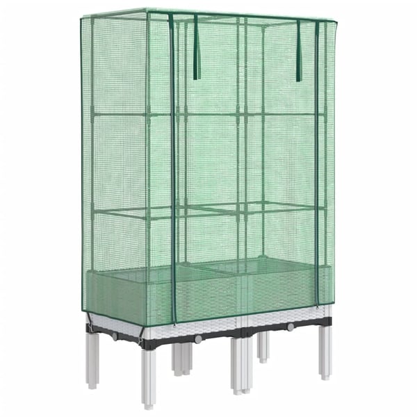vidaXL højbed med drivhusovertræk 80x40x140 cm rattan-look
