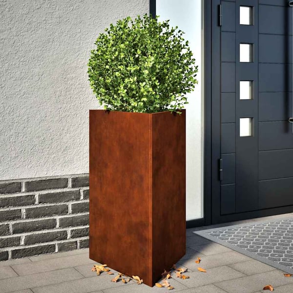 vidaXL hageplanter 2 stk trekantede 50x43x75 cm oksidert stål