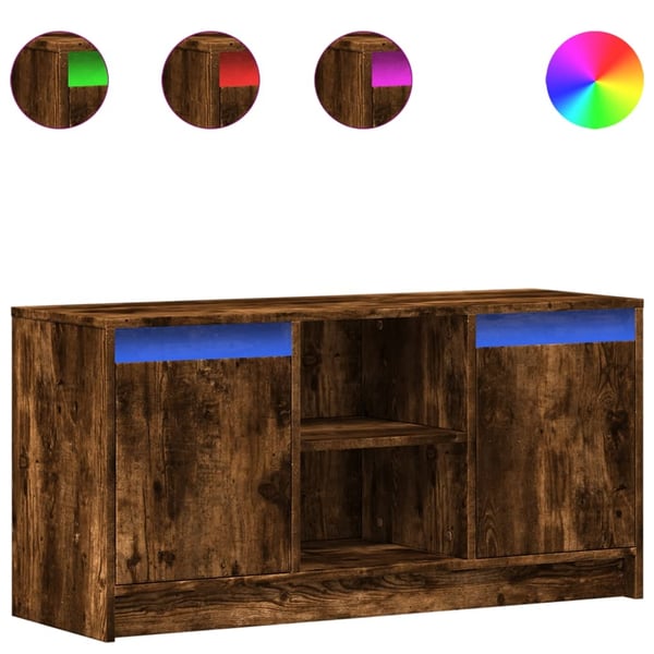 vidaXL TV-benk med LED røkt eik 100x34x50 cm konstruert tre