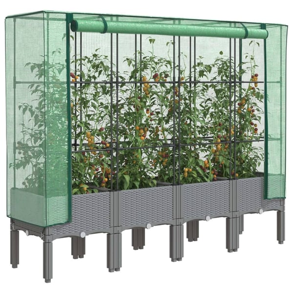 vidaXL højbed med drivhusovertræk 160x40x140 cm rattan-look