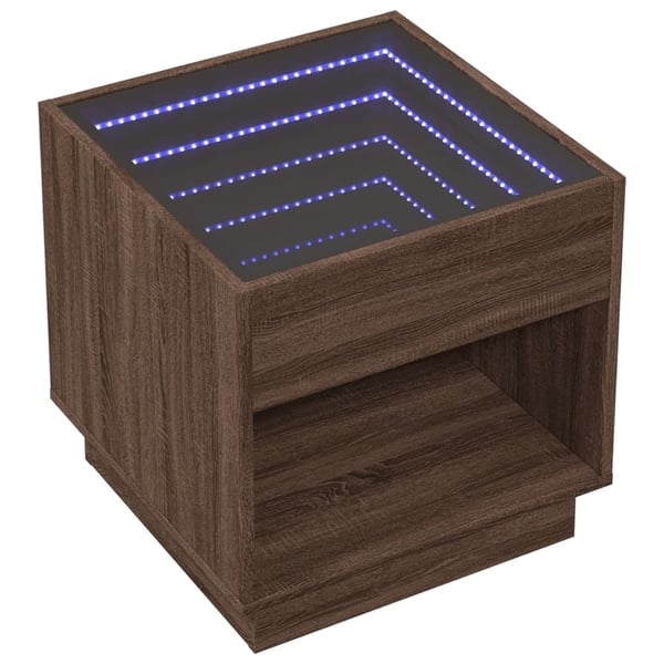 vidaXL Salongbord med Infinity LED brun eik 50x50x50 cm