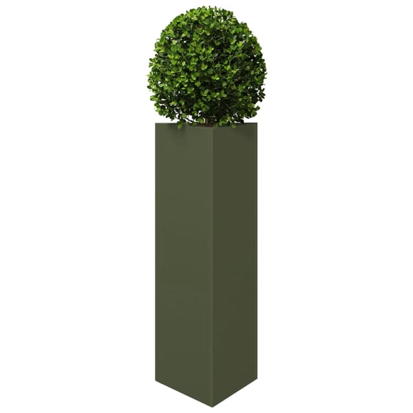 vidaXL Plantekasser 2 stk olivengrønn trekantet 30x26x75 cm stål