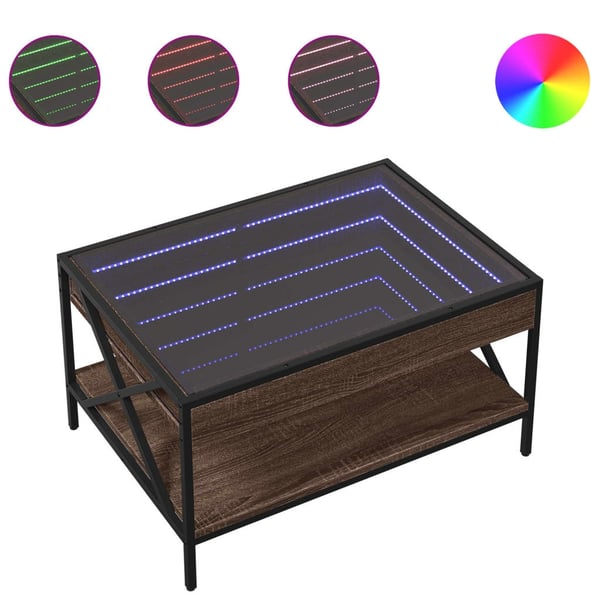 vidaXL Salongbord med Infinity LED brun eik 70x50x38 cm