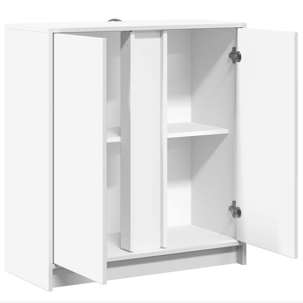 vidaXL Skjenk med LED hvit 77x34x85 cm konstruert tre