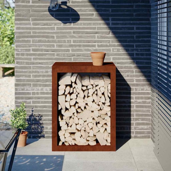 vidaXL Vedstativ 60x40x80 cm oksidert stål