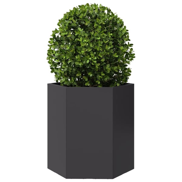 vidaXL Hageplantekasse svart sekskantet 46x40x45 cm stål