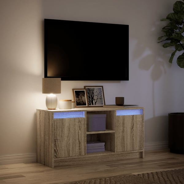 vidaXL TV-benk med LED sonoma eik 100x34x50 cm konstruert tre
