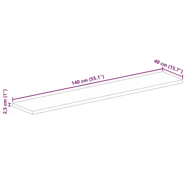 vidaXL Bordplate 140x40x2,5 cm rektangulær heltre mango