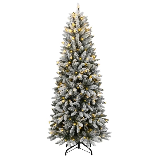 vidaXL Kunstig juletre med 300 LED og flokket snø 180 cm